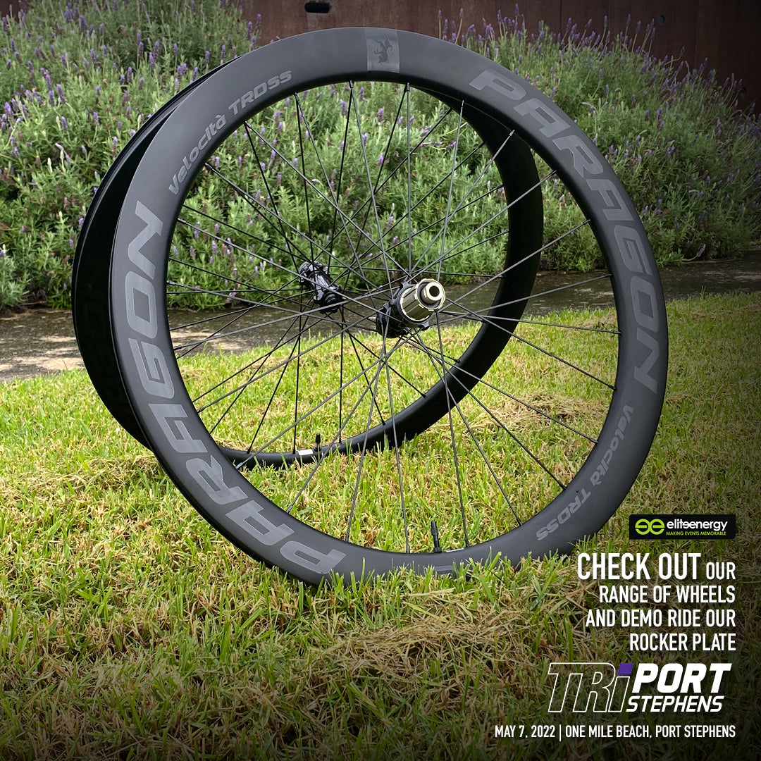 Elite Energy promotional graphic for the Tri Port Stephens triathlon event