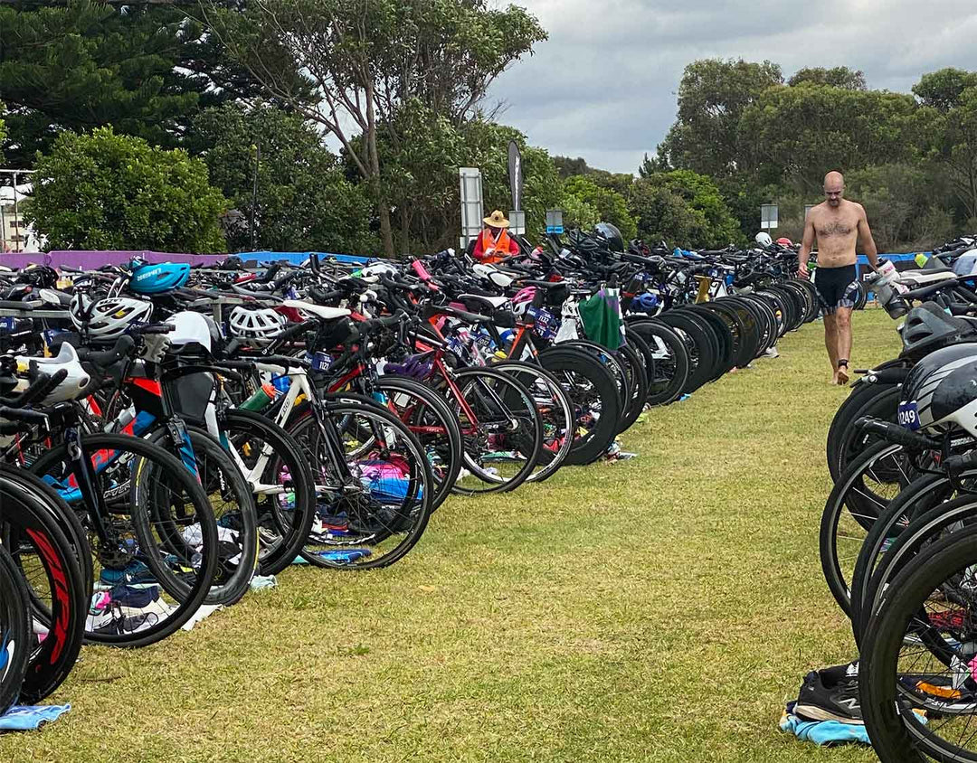 Triathlon transition area at the Callala Triathlon Festival
